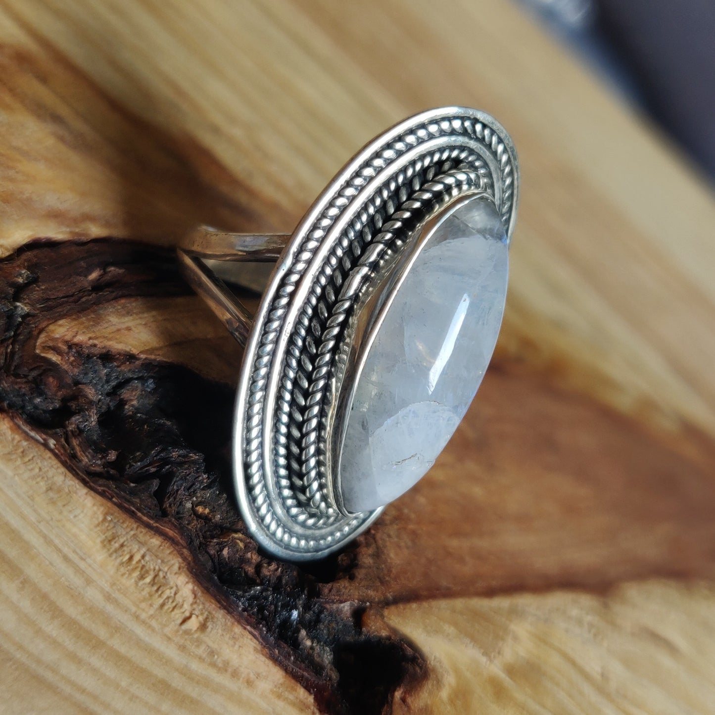 925 SOLID STERLING SILVER NATURAL RAINBOW MOONSTONE GEMSTONES HANDMADE RING, ALL SIZES AVAILABLE