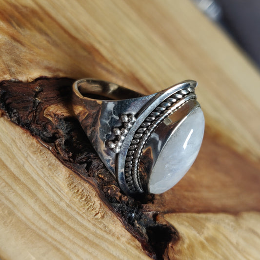 925 SOLID STERLING SILVER NATURAL RAINBOW MOONSTONE GEMSTONES HANDMADE RING, ALL SIZES AVAILABLE