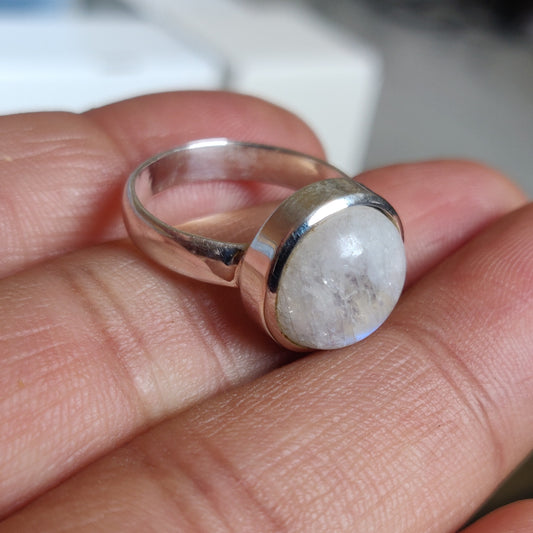 925 SOLID STERLING SILVER NATURAL RAINBOW MOONSTONE GEMSTONES HANDMADE RING, ALL SIZES AVAILABLE