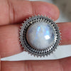 925 SOLID STERLING SILVER NATURAL RAINBOW MOONSTONE GEMSTONES HANDMADE RING, ALL SIZES AVAILABLE