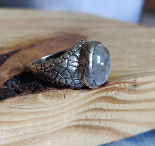 925 SOLID STERLING SILVER NATURAL RAINBOW MOONSTONE GEMSTONES HANDMADE RING, ALL SIZES AVAILABLE