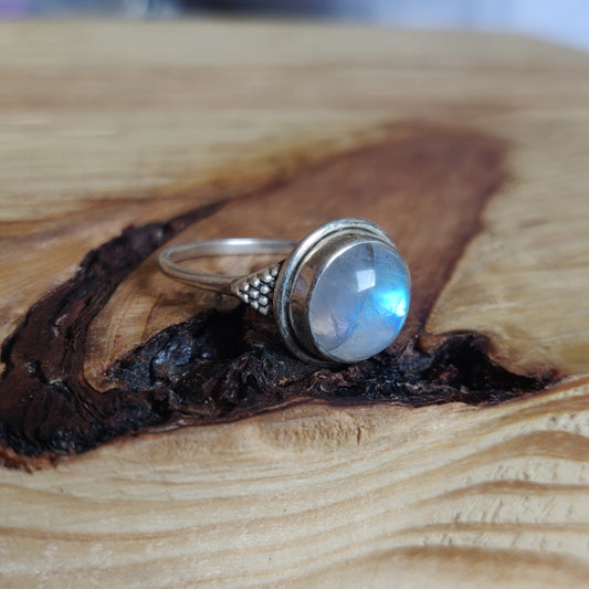 925 SOLID STERLING SILVER NATURAL RAINBOW MOONSTONE GEMSTONES HANDMADE RING, ALL SIZES AVAILABLE