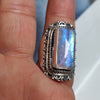 925 SOLID STERLING SILVER NATURAL RAINBOW MOONSTONE GEMSTONES HANDMADE RING, ALL SIZES AVAILABLE
