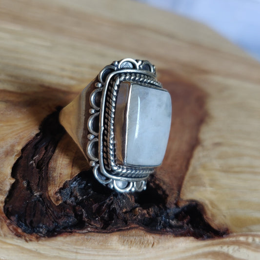 925 SOLID STERLING SILVER NATURAL RAINBOW MOONSTONE GEMSTONES HANDMADE RING, ALL SIZES AVAILABLE