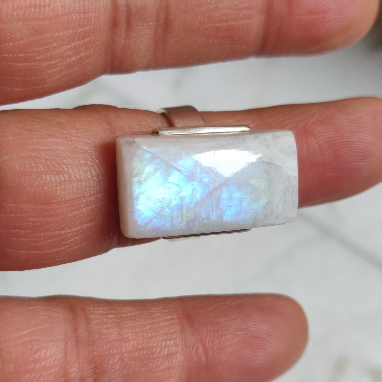 925 SOLID STERLING SILVER NATURAL RAINBOW MOONSTONE GEMSTONES HANDMADE RING, ALL SIZES AVAILABLE