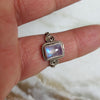 925 SOLID STERLING SILVER NATURAL RAINBOW MOONSTONE GEMSTONES HANDMADE RING, ALL SIZES AVAILABLE