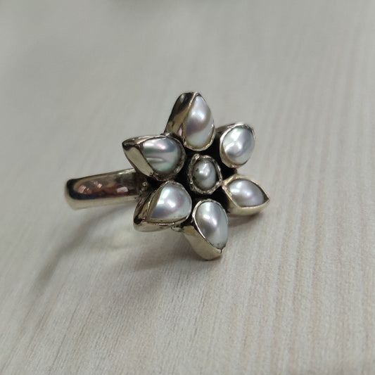 925 SOLID STERLING SILVER NATURAL Mother of Pearl GEMSTONES HANDMADE RING, ALL SIZES AVAILABLE