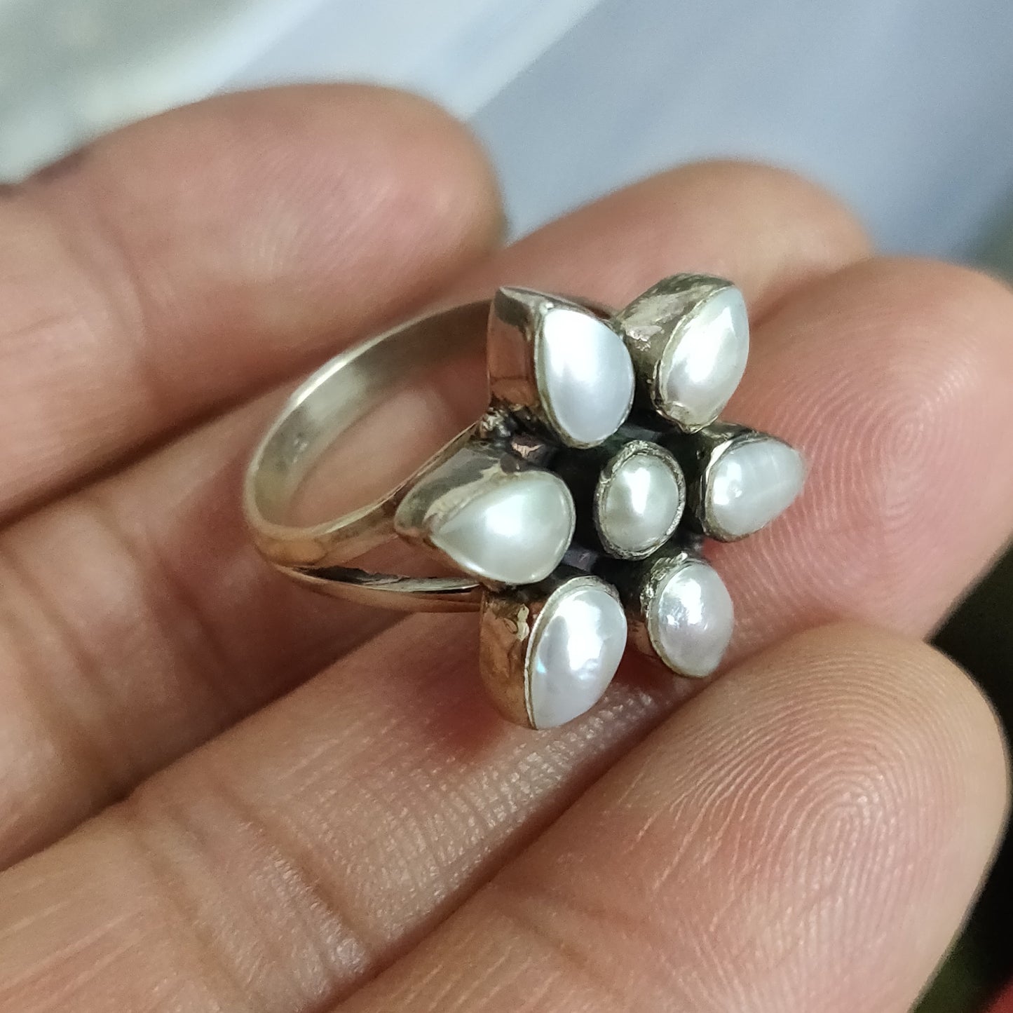 925 SOLID STERLING SILVER NATURAL Mother of Pearl GEMSTONES HANDMADE RING, ALL SIZES AVAILABLE
