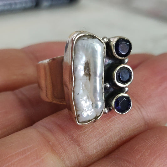925 SOLID STERLING SILVER NATURAL Mother of Pearl GEMSTONES HANDMADE RING, ALL SIZES AVAILABLE