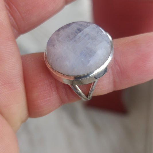 925 SOLID STERLING SILVER NATURAL RAINBOW MOONSTONE GEMSTONES HANDMADE RING, ALL SIZES AVAILABLE