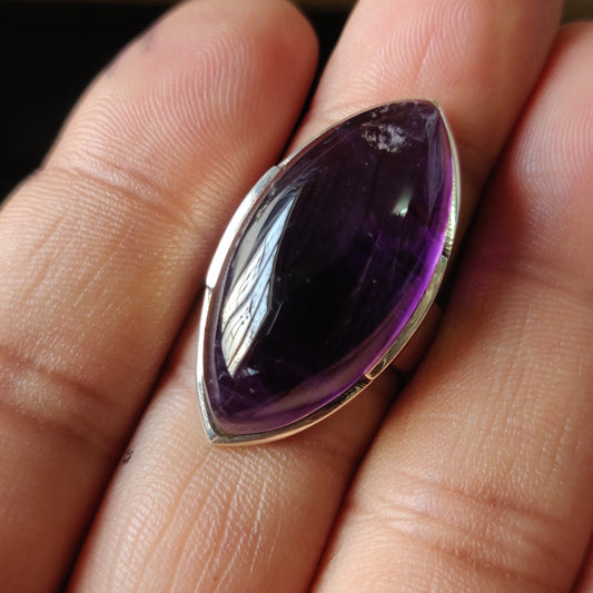 925 SOLID STERLING SILVER NATURAL PURPLE AMETHYST GEMSTONES HANDMADE RING, ALL SIZES AVAILABLE