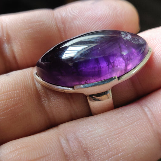 925 SOLID STERLING SILVER NATURAL PURPLE AMETHYST GEMSTONES HANDMADE RING, ALL SIZES AVAILABLE