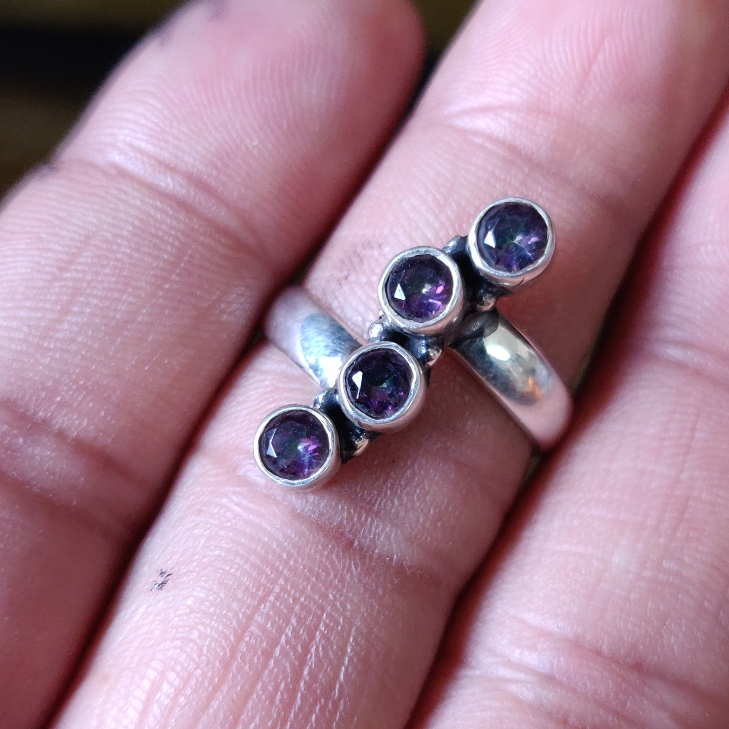 925 SOLID STERLING SILVER NATURAL PURPLE AMETHYST GEMSTONES HANDMADE RING, ALL SIZES AVAILABLE