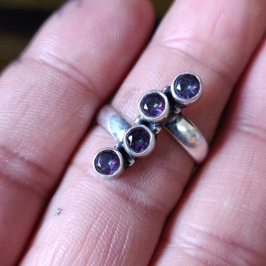 925 SOLID STERLING SILVER NATURAL PURPLE AMETHYST GEMSTONES HANDMADE RING, ALL SIZES AVAILABLE