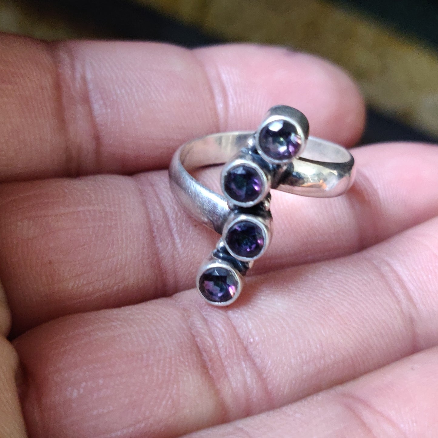 925 SOLID STERLING SILVER NATURAL PURPLE AMETHYST GEMSTONES HANDMADE RING, ALL SIZES AVAILABLE