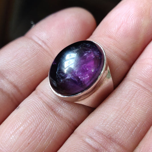 925 SOLID STERLING SILVER NATURAL PURPLE AMETHYST GEMSTONES HANDMADE RING, ALL SIZES AVAILABLE