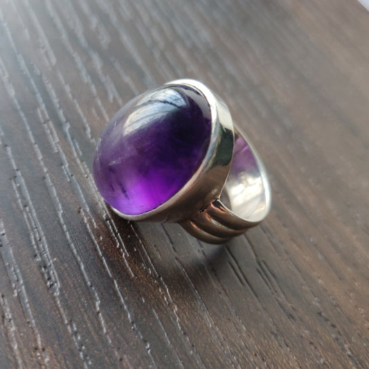 925 SOLID STERLING SILVER NATURAL PURPLE AMETHYST GEMSTONES HANDMADE RING, ALL SIZES AVAILABLE
