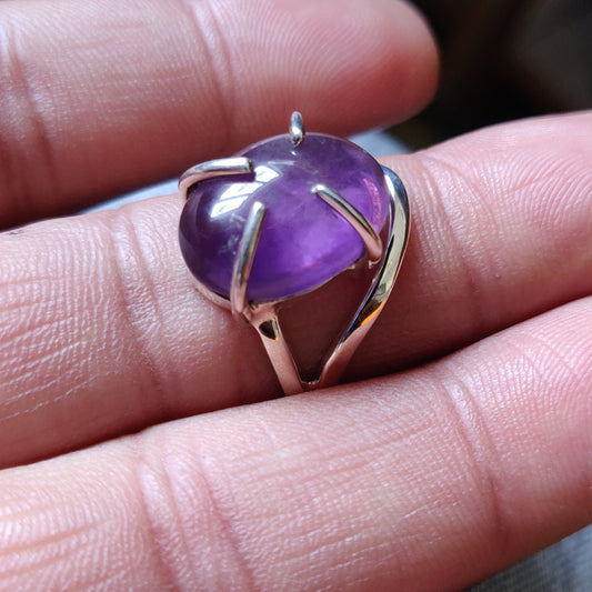 925 SOLID STERLING SILVER NATURAL PURPLE AMETHYST GEMSTONES HANDMADE RING, ALL SIZES AVAILABLE