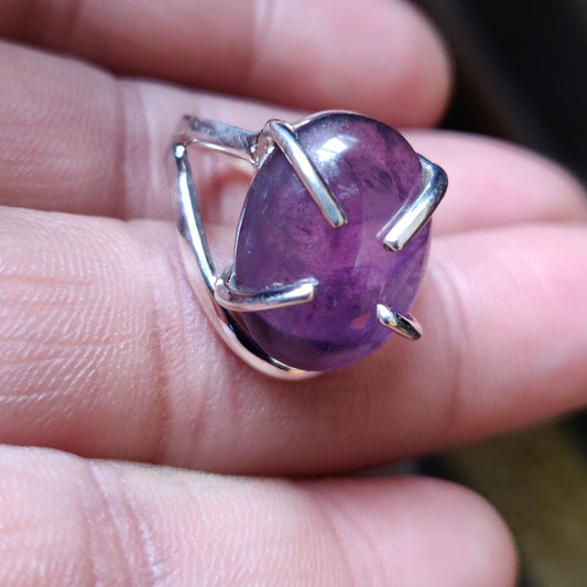 925 SOLID STERLING SILVER NATURAL PURPLE AMETHYST GEMSTONES HANDMADE RING, ALL SIZES AVAILABLE