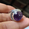 925 SOLID STERLING SILVER NATURAL PURPLE AMETHYST GEMSTONES HANDMADE RING, ALL SIZES AVAILABLE
