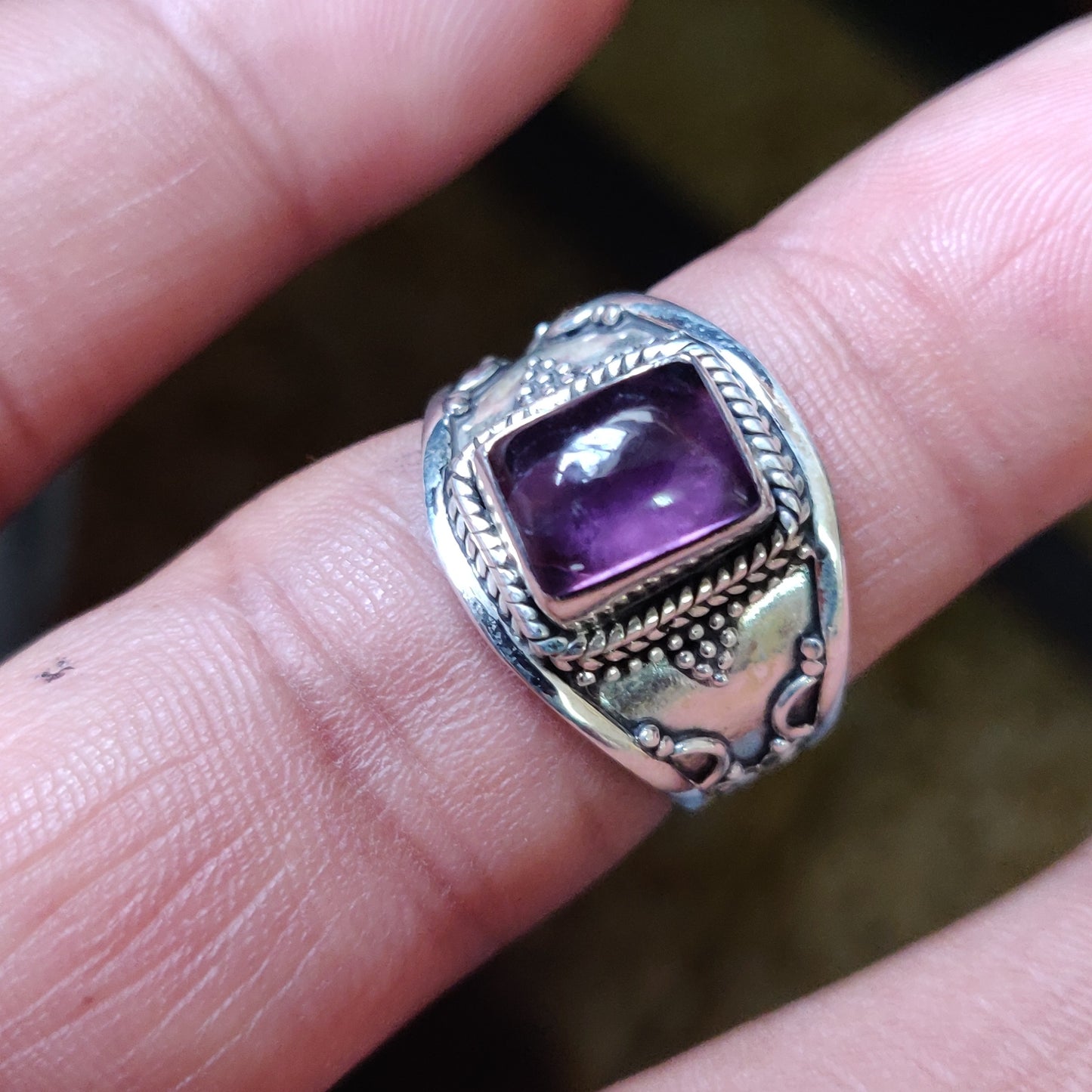 925 SOLID STERLING SILVER NATURAL PURPLE AMETHYST GEMSTONES HANDMADE RING, ALL SIZES AVAILABLE