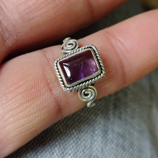 925 SOLID STERLING SILVER NATURAL PURPLE AMETHYST GEMSTONES HANDMADE RING, ALL SIZES AVAILABLE