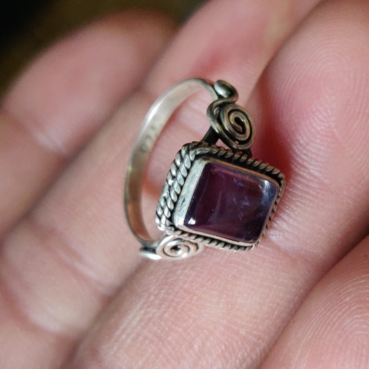 925 SOLID STERLING SILVER NATURAL PURPLE AMETHYST GEMSTONES HANDMADE RING, ALL SIZES AVAILABLE