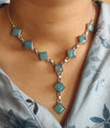 925 SOLID STERLING SILVER NATURAL BLUE CHALCEDONY HANDMADE NECKLACE,18 INCHES