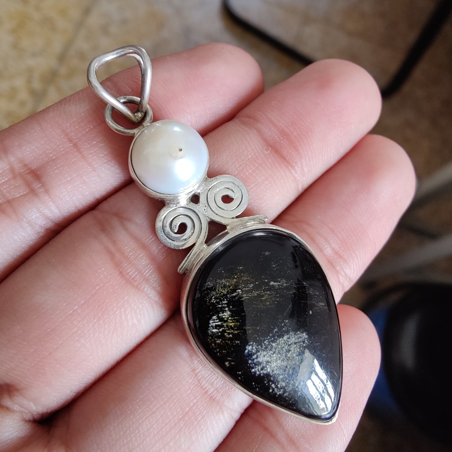 925 SOLID STERLING SILVER NATURAL BLACK ONYX GEMSTONE HOOK EARRING