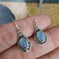 925 SOLID STERLING SILVER NATURAL BLUE CHALCEDONY GEMSTONE HOOK EARRING