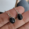 925 SOLID STERLING SILVER NATURAL BLACK ONYX GEMSTONE HOOK EARRING