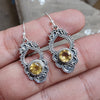 925 SOLID STERLING SILVER NATURAL CITRINE GEMSTONE HOOK EARRING