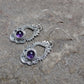 925 SOLID STERLING SILVER NATURAL PURPLE AMETHYST GEMSTONE HOOK EARRING