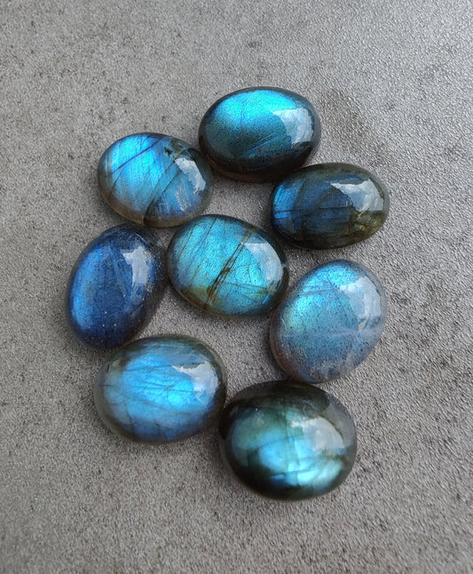 NATURAL LABRADORITE OVAL SHAPE CABOCHON FLAT BACK CALIBRATED AAA+ QUALITY GEMSTONES, ALL SIZES AVAILABLE
