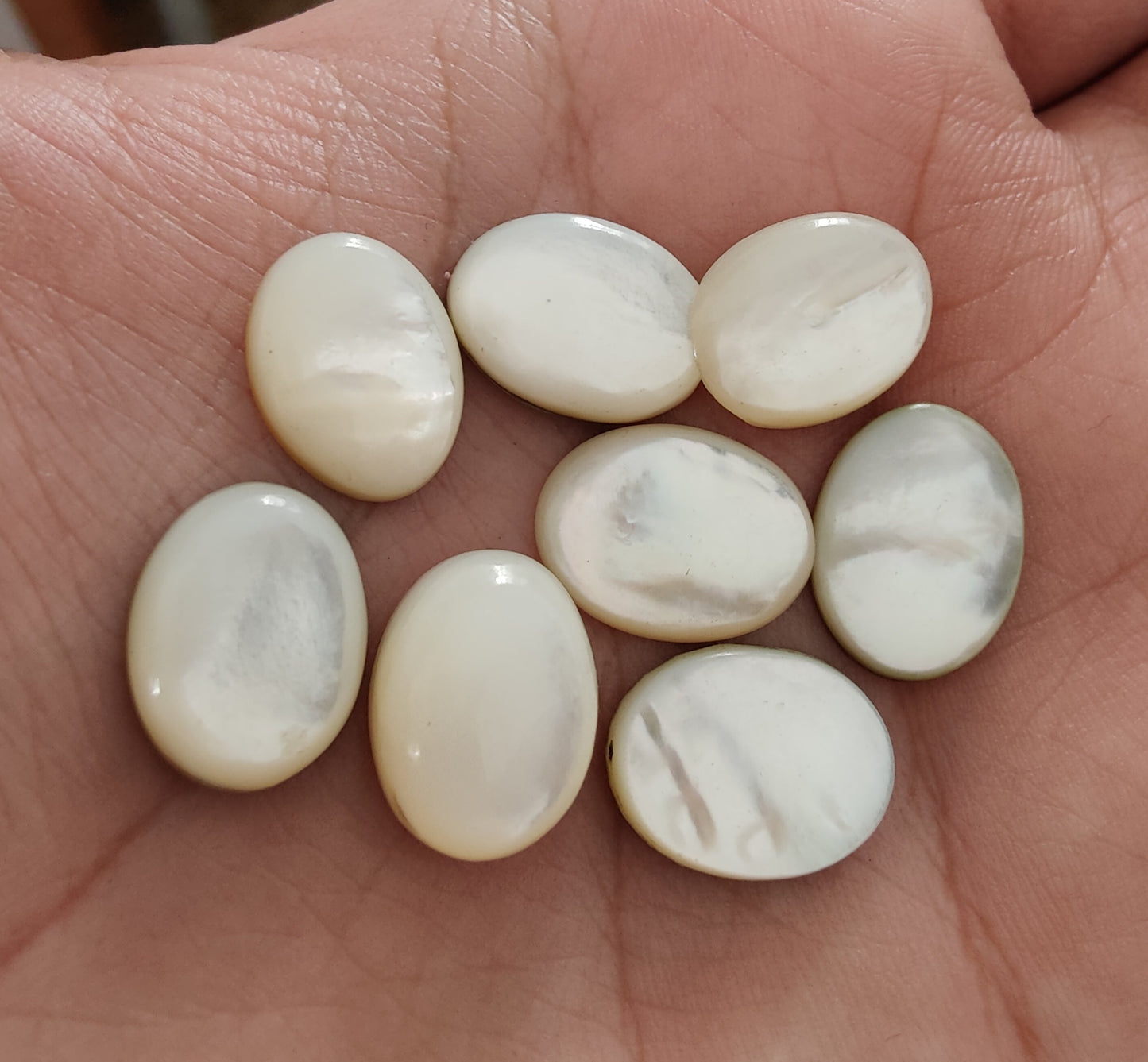 AAA+ QUALITY MOTHER OF PEARL OVAL SHAPE CABOCHON FLAT BACK CALIBRATED GEMSTONES, ALL SIZES AVAILABLE
