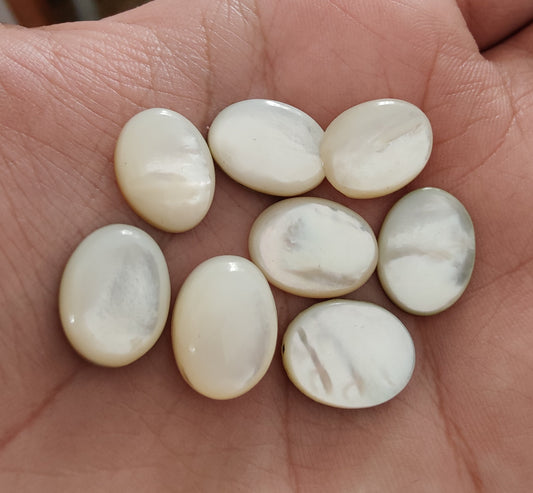 AAA+ QUALITY MOTHER OF PEARL OVAL SHAPE CABOCHON FLAT BACK CALIBRATED GEMSTONES, ALL SIZES AVAILABLE