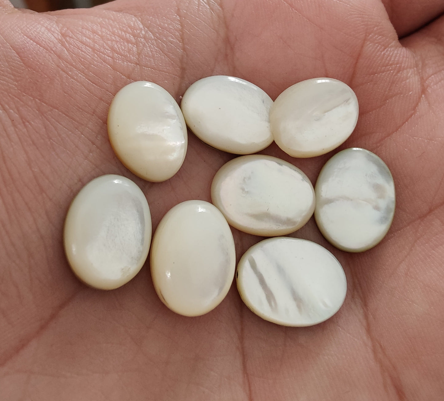 AAA+ QUALITY MOTHER OF PEARL OVAL SHAPE CABOCHON FLAT BACK CALIBRATED GEMSTONES, ALL SIZES AVAILABLE