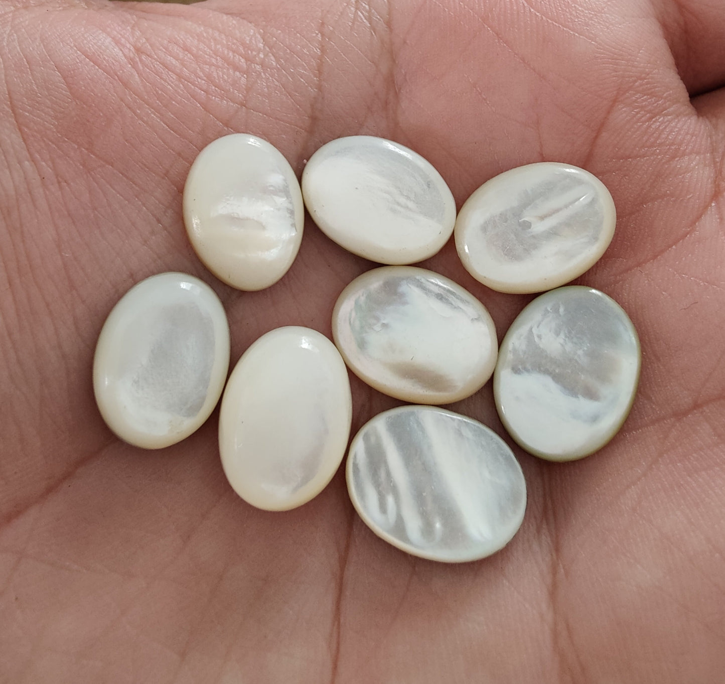 AAA+ QUALITY MOTHER OF PEARL OVAL SHAPE CABOCHON FLAT BACK CALIBRATED GEMSTONES, ALL SIZES AVAILABLE