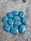 AAA+ QUALITY NATURAL BLUE COPPER TURQUOISE OVAL SHAPE CABOCHON FLAT BACK CALIBRATED GEMSTONES, ALL SIZES AVAILABLE