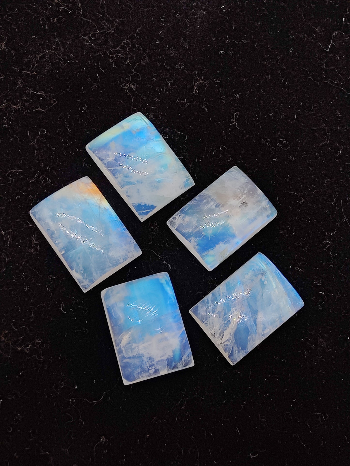 AAA+ QUALITY NATURAL RAINBOW MOONSTONE RECTANGLE SHAPE CABOCHON FLAT BACK CALIBRATED GEMSTONES, ALL SIZES AVAILABLE
