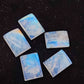 AAA+ QUALITY NATURAL RAINBOW MOONSTONE RECTANGLE SHAPE CABOCHON FLAT BACK CALIBRATED GEMSTONES, ALL SIZES AVAILABLE