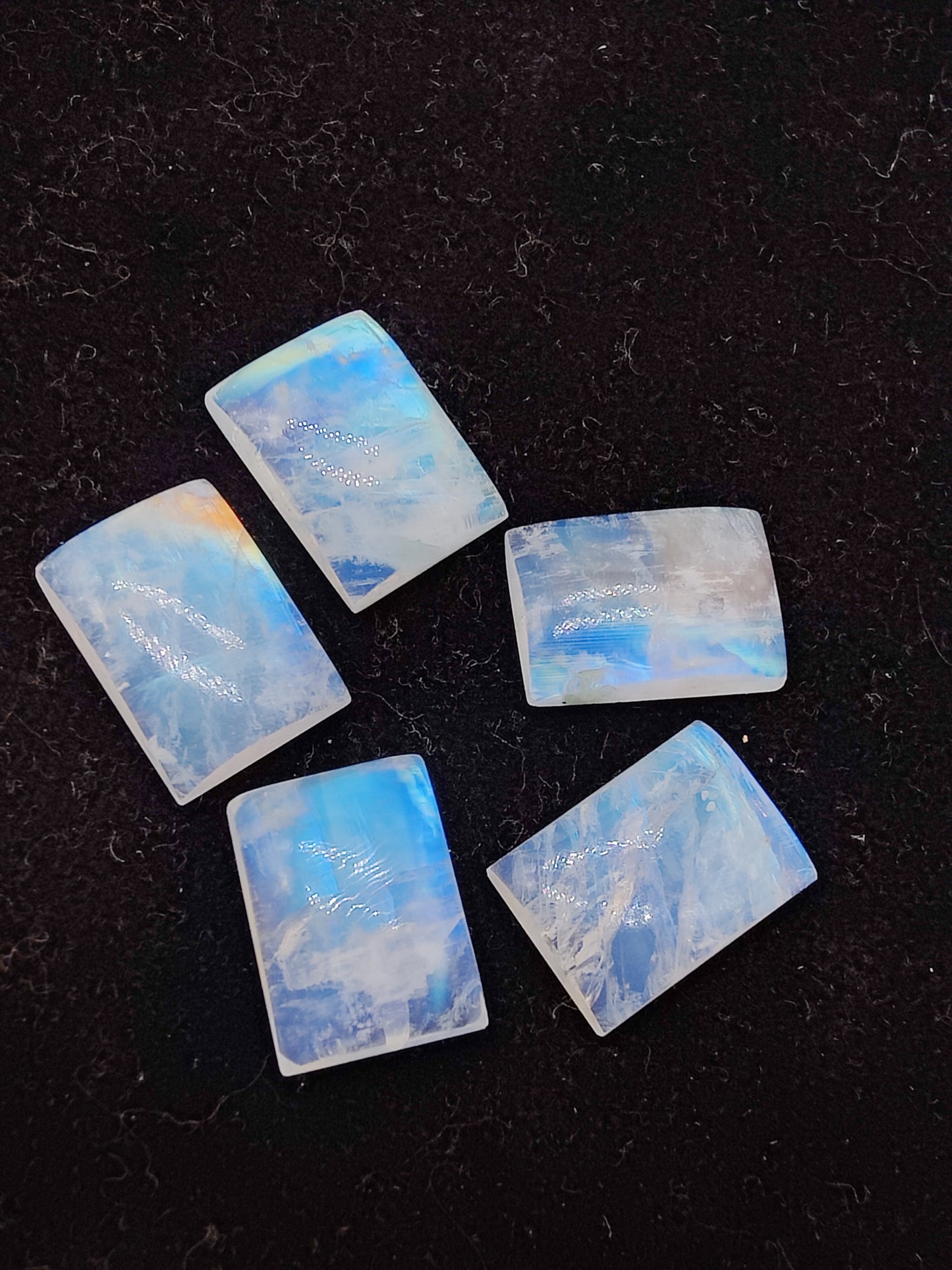 AAA+ QUALITY NATURAL RAINBOW MOONSTONE RECTANGLE SHAPE CABOCHON FLAT BACK CALIBRATED GEMSTONES, ALL SIZES AVAILABLE