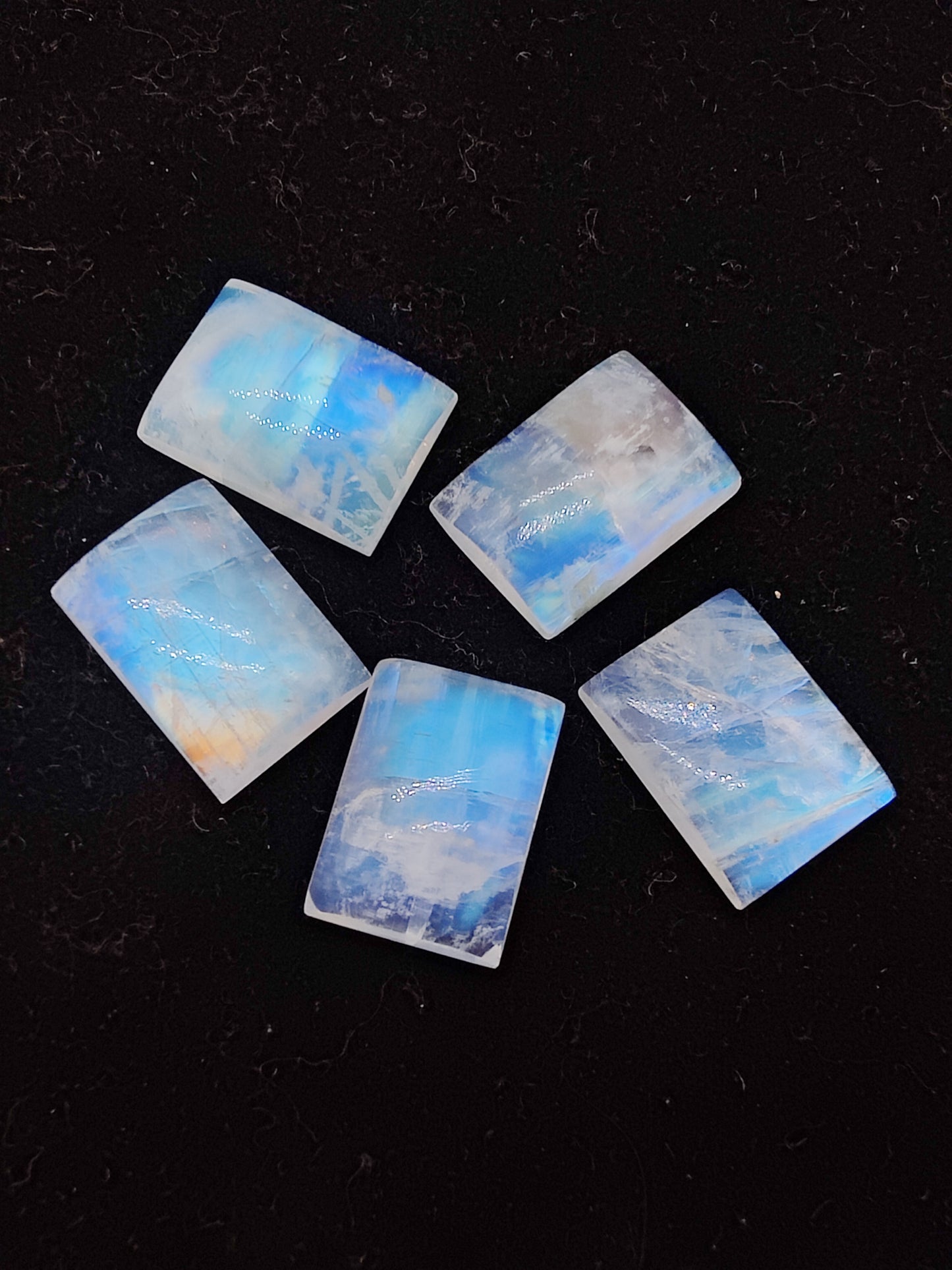 AAA+ QUALITY NATURAL RAINBOW MOONSTONE RECTANGLE SHAPE CABOCHON FLAT BACK CALIBRATED GEMSTONES, ALL SIZES AVAILABLE