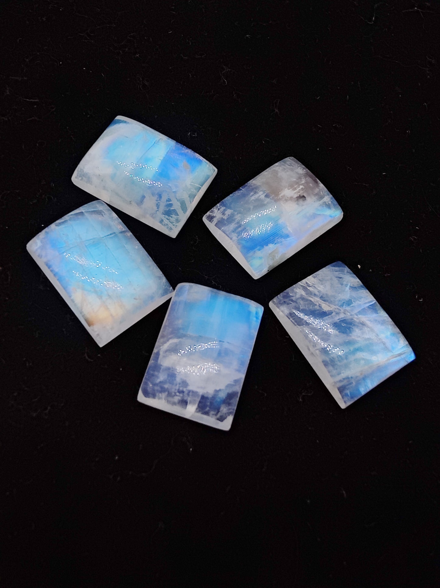AAA+ QUALITY NATURAL RAINBOW MOONSTONE RECTANGLE SHAPE CABOCHON FLAT BACK CALIBRATED GEMSTONES, ALL SIZES AVAILABLE