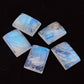AAA+ QUALITY NATURAL RAINBOW MOONSTONE RECTANGLE SHAPE CABOCHON FLAT BACK CALIBRATED GEMSTONES, ALL SIZES AVAILABLE