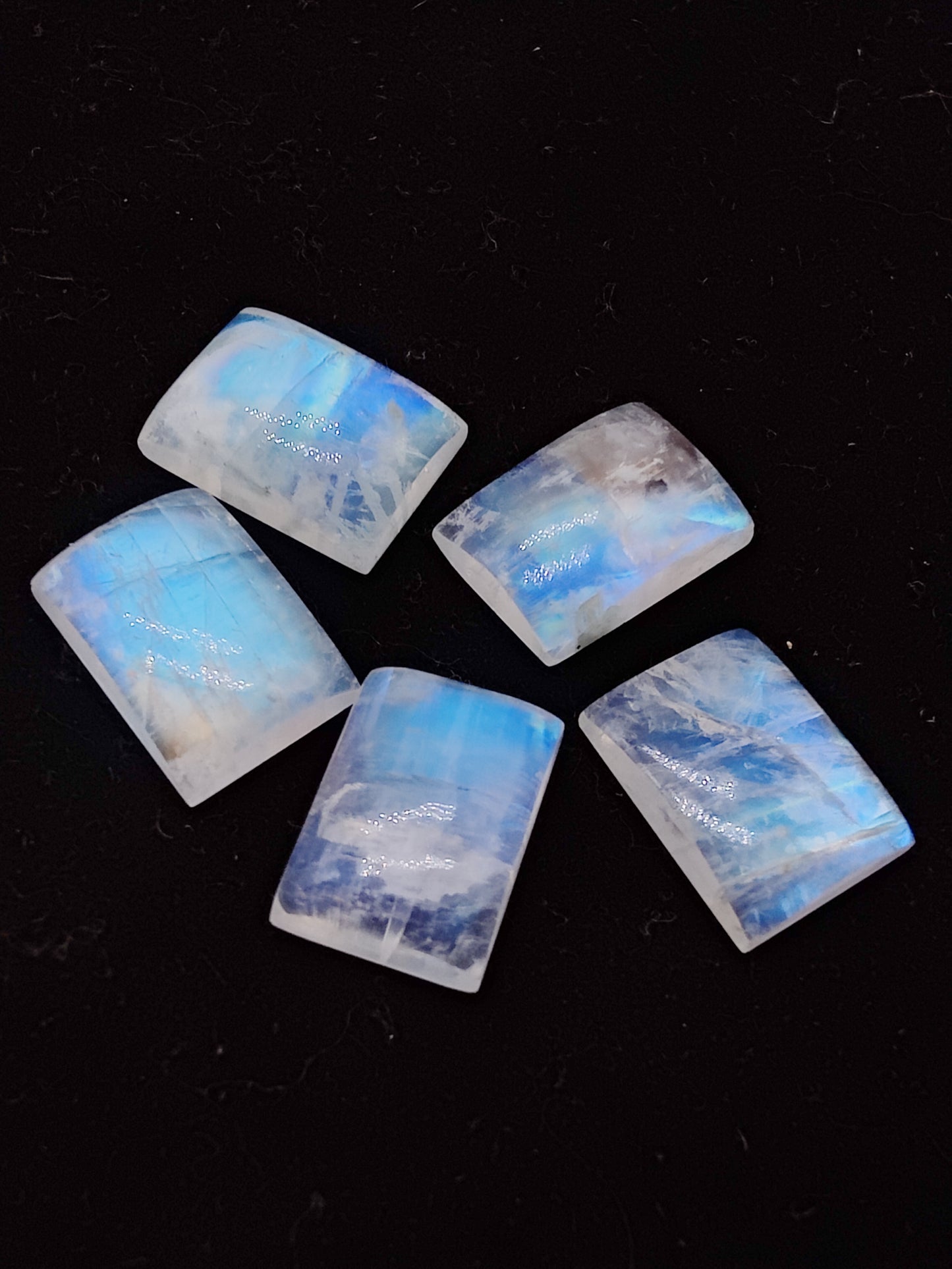 AAA+ QUALITY NATURAL RAINBOW MOONSTONE RECTANGLE SHAPE CABOCHON FLAT BACK CALIBRATED GEMSTONES, ALL SIZES AVAILABLE