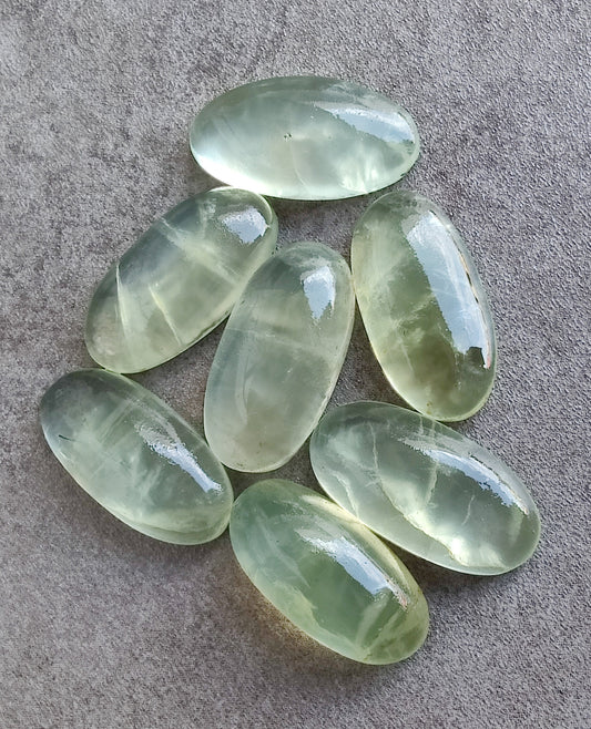 NATURAL PREHNITE CABOCHON FLAT BACK BIG OVAL SHAPE CALIBRATED GEMSTONES, ALL SIZES AVAILABLE