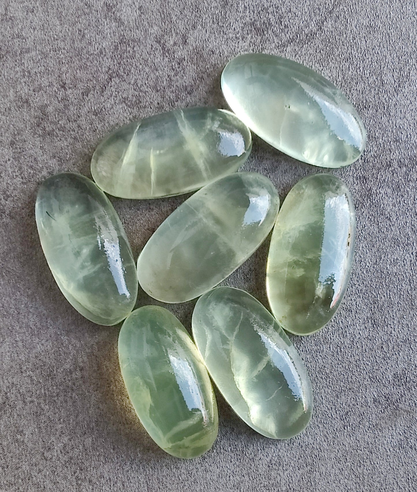 NATURAL PREHNITE CABOCHON FLAT BACK BIG OVAL SHAPE CALIBRATED GEMSTONES, ALL SIZES AVAILABLE