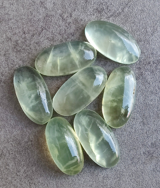 NATURAL PREHNITE CABOCHON FLAT BACK BIG OVAL SHAPE CALIBRATED GEMSTONES, ALL SIZES AVAILABLE