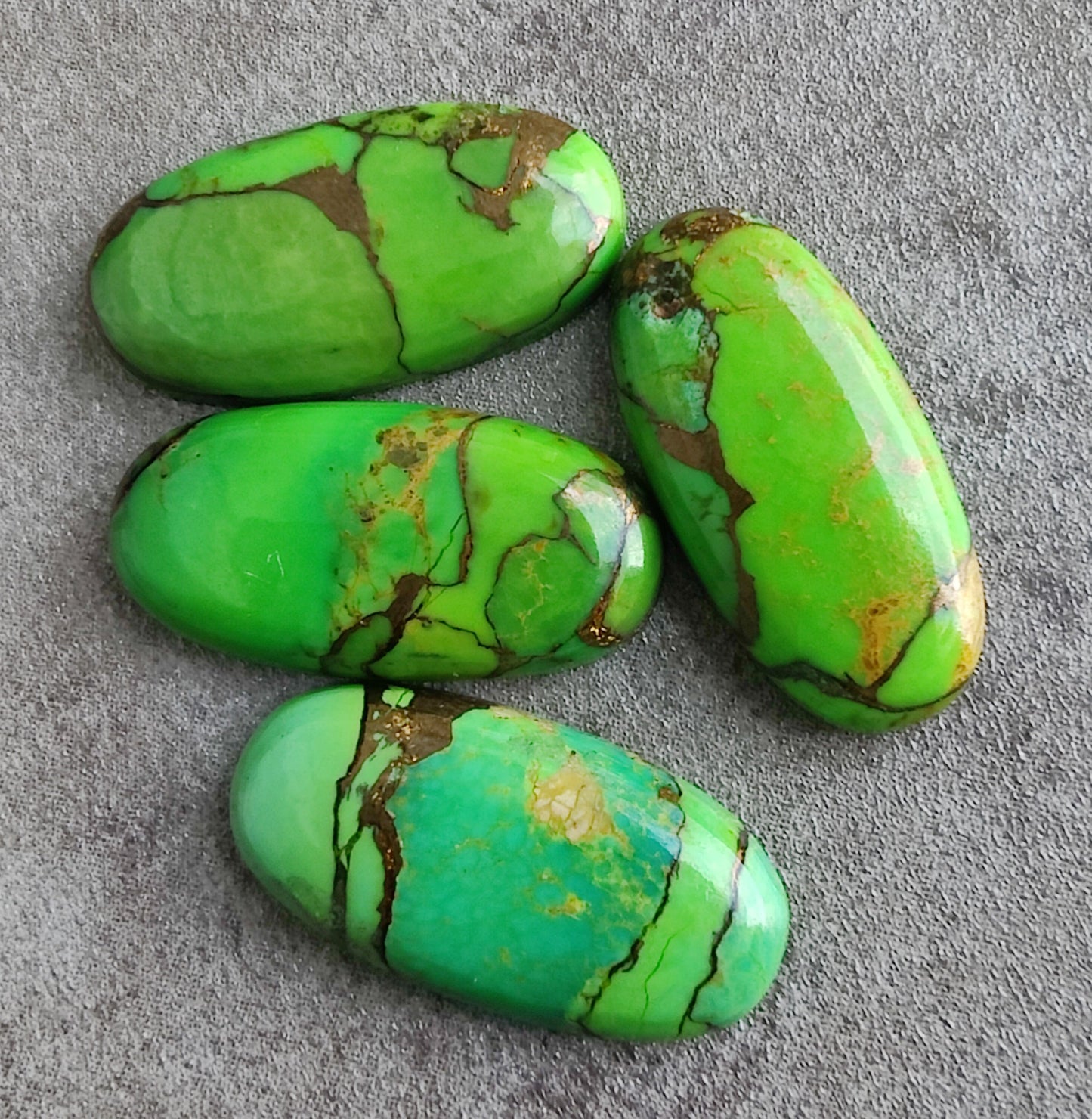 NATURAL GREEN COPPER TURQUOISE CABOCHON FLAT BACK BIG OVAL SHAPE CALIBRATED GEMSTONES, ALL SIZES AVAILABLE